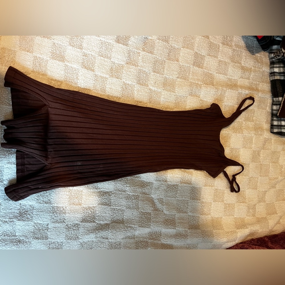 Elegant Brown Sleeveless Dress